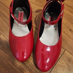 Red Patent Leather Shoes With Bows On Back